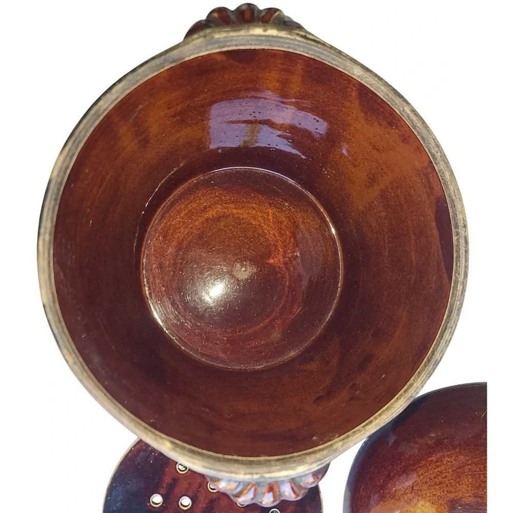 Vintage Old Hickory 3 Pc. Duchess‎ Brown Stoneware Pot, Lid and Strainer Insert